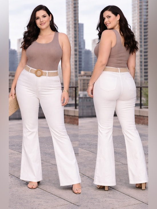 a.n.a Denim - a.n.a High-Rise Flare White Jeans 16 Tall 31” Inseam pockets front and back